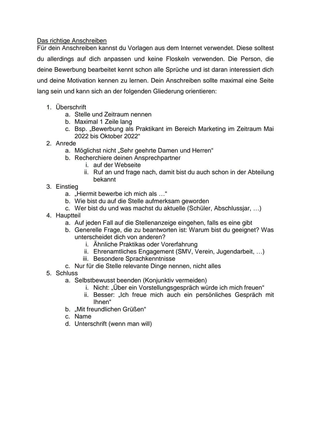 Ausarbeitung Bewerbung auf einen Praktikumsplatz
Bevor es losgeht
Als Erstes musst du dir klar machen, was du überhaupt willst. Machst du ei