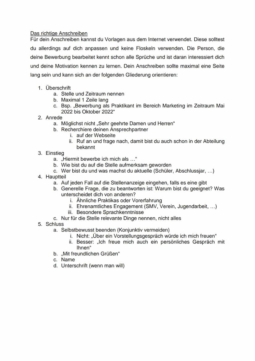 Ausarbeitung Bewerbung auf einen Praktikumsplatz
Bevor es losgeht
Als Erstes musst du dir klar machen, was du überhaupt willst. Machst du ei