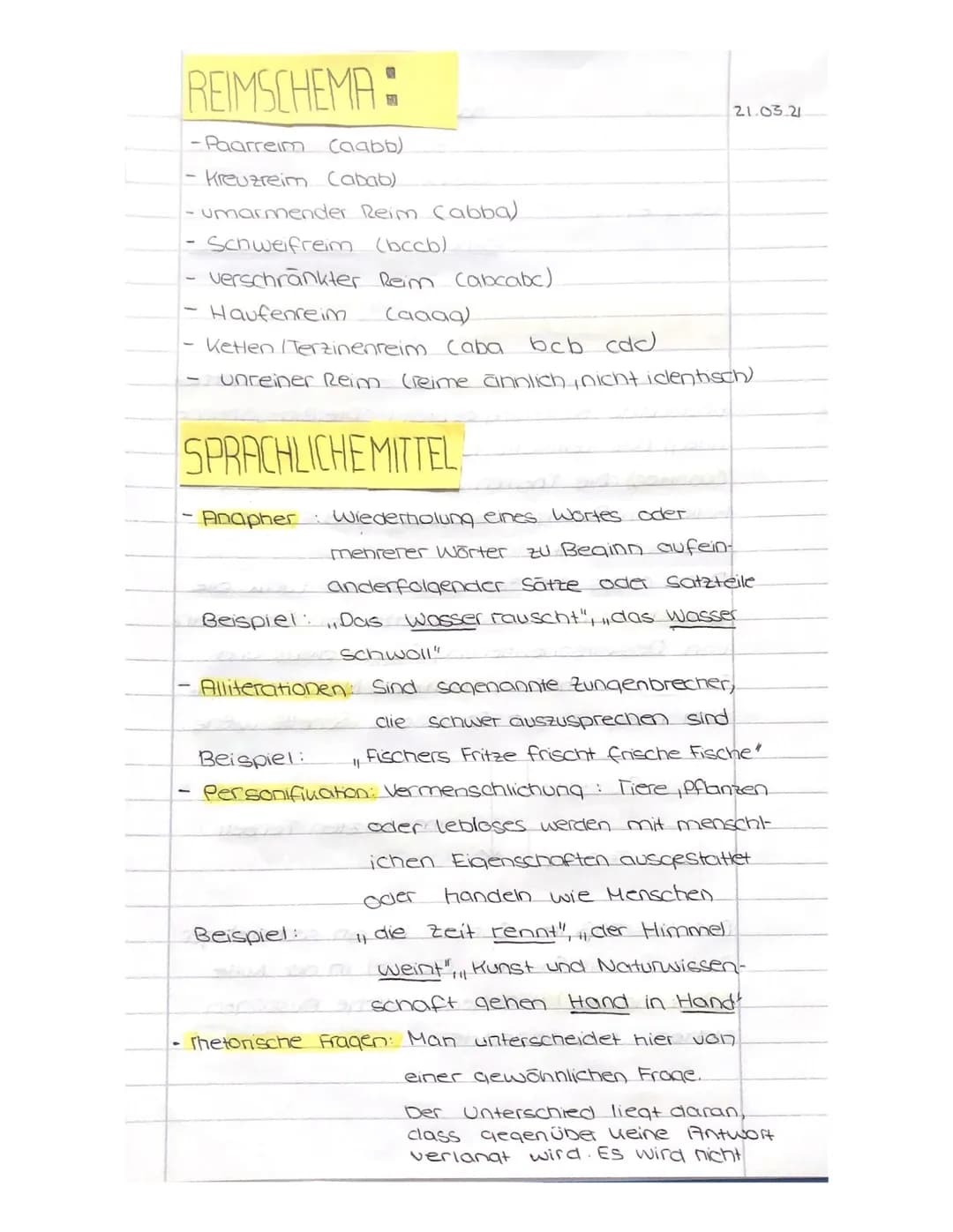 Gedicht
GEDICHTRUFBAU
Außerer Aufbau
Vers
: Gedichtzeile
Strophe Sinnabschnit
Enjambement (Zeilen - oder Verssprung):
Übergreifen des Satzes