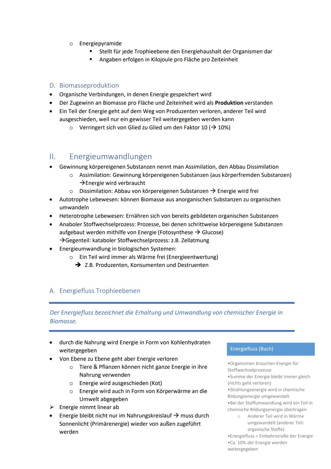 I.
A. Nahrungskette
Biolernzettel Part 1: Ökologie
Nahrungsbeziehungen
Jedes Tier ist ein Teil davon. Nahrungsketten weisen eine lineare Nah