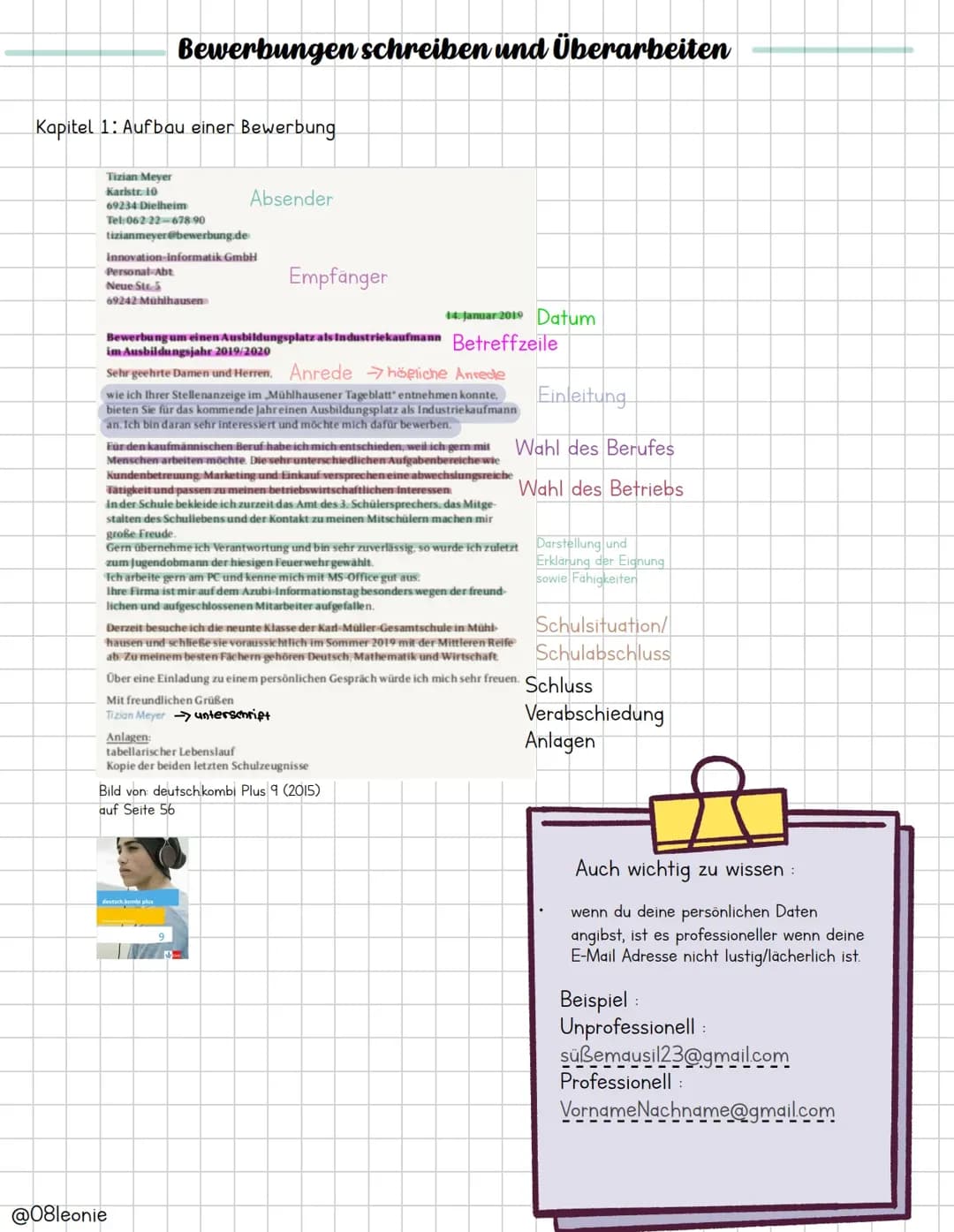 Aufbau einer Bewerbung und Formulierungshilfen für Bewerbungen