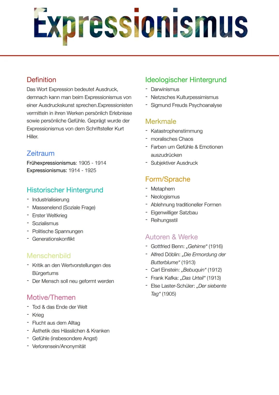 Definition
Das Wort Expression bedeutet Ausdruck,
demnach kann man beim Expressionismus von
einer Ausdruckskunst sprechen. Expressionisten
v