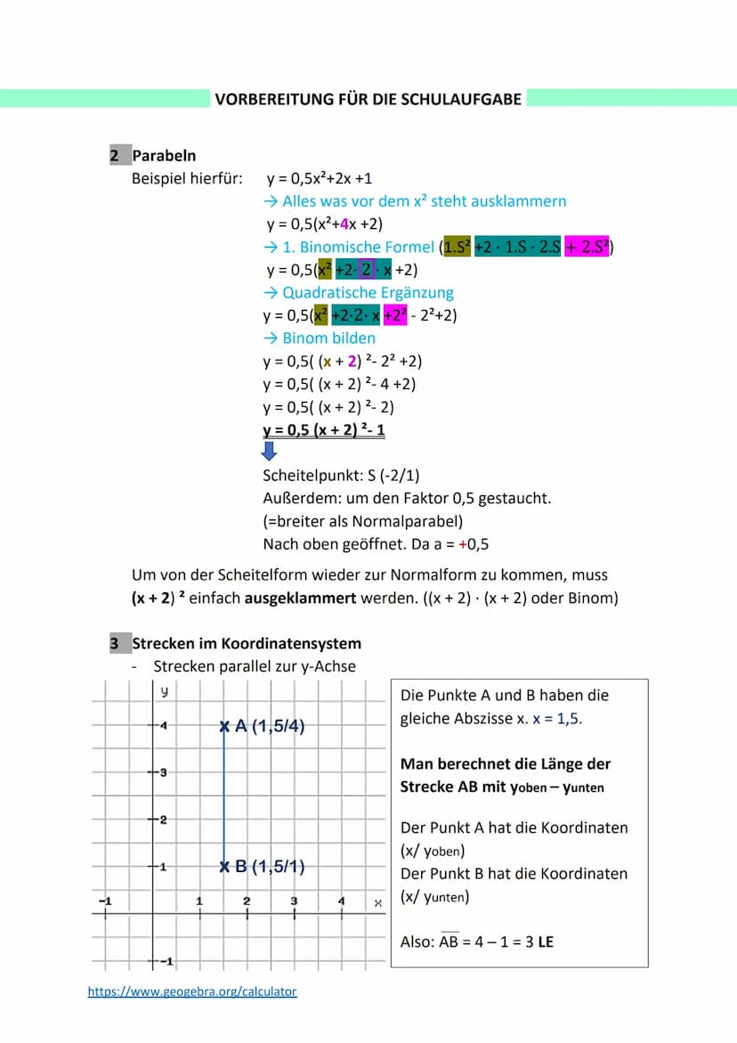 BASICS
1. Geraden
Allgemeine Formel: y = m . x + t
Ay
Dabei gilt: m ist die Steigung (A) und +t bzw -t ist der Schnittpunkt
mit der y-Achse.