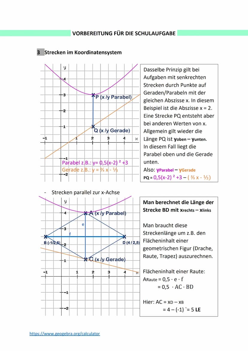 BASICS
1. Geraden
Allgemeine Formel: y = m . x + t
Ay
Dabei gilt: m ist die Steigung (A) und +t bzw -t ist der Schnittpunkt
mit der y-Achse.