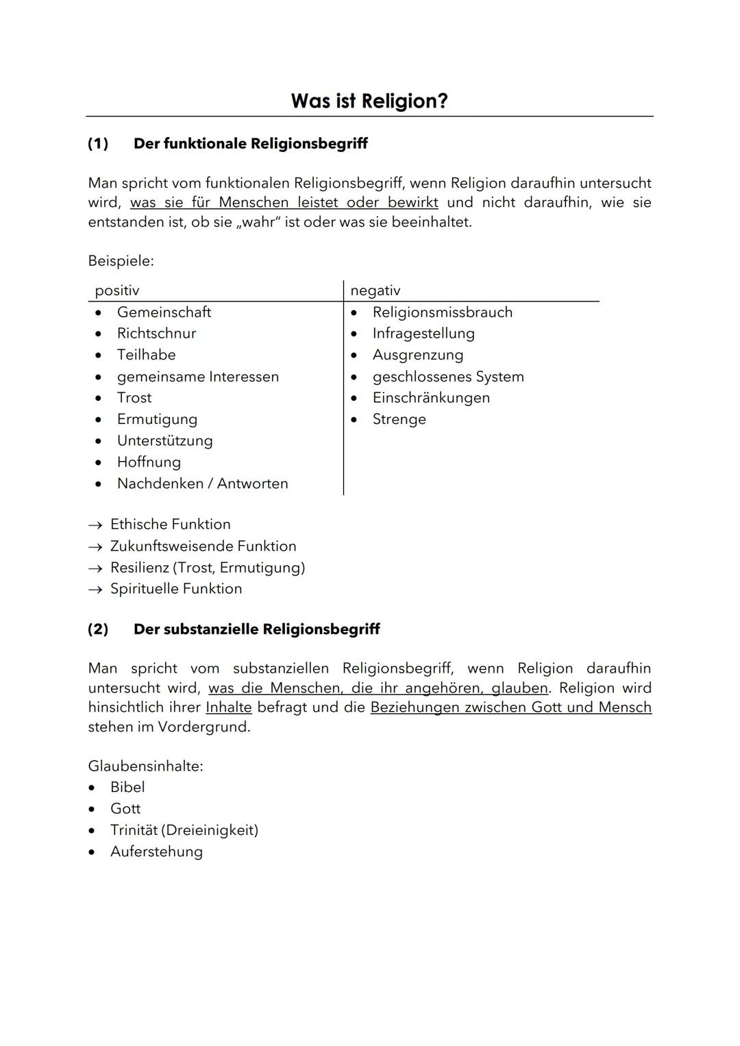 (1)
Der funktionale Religionsbegriff
Man spricht vom funktionalen Religionsbegriff, wenn Religion daraufhin untersucht
wird, was sie für Men