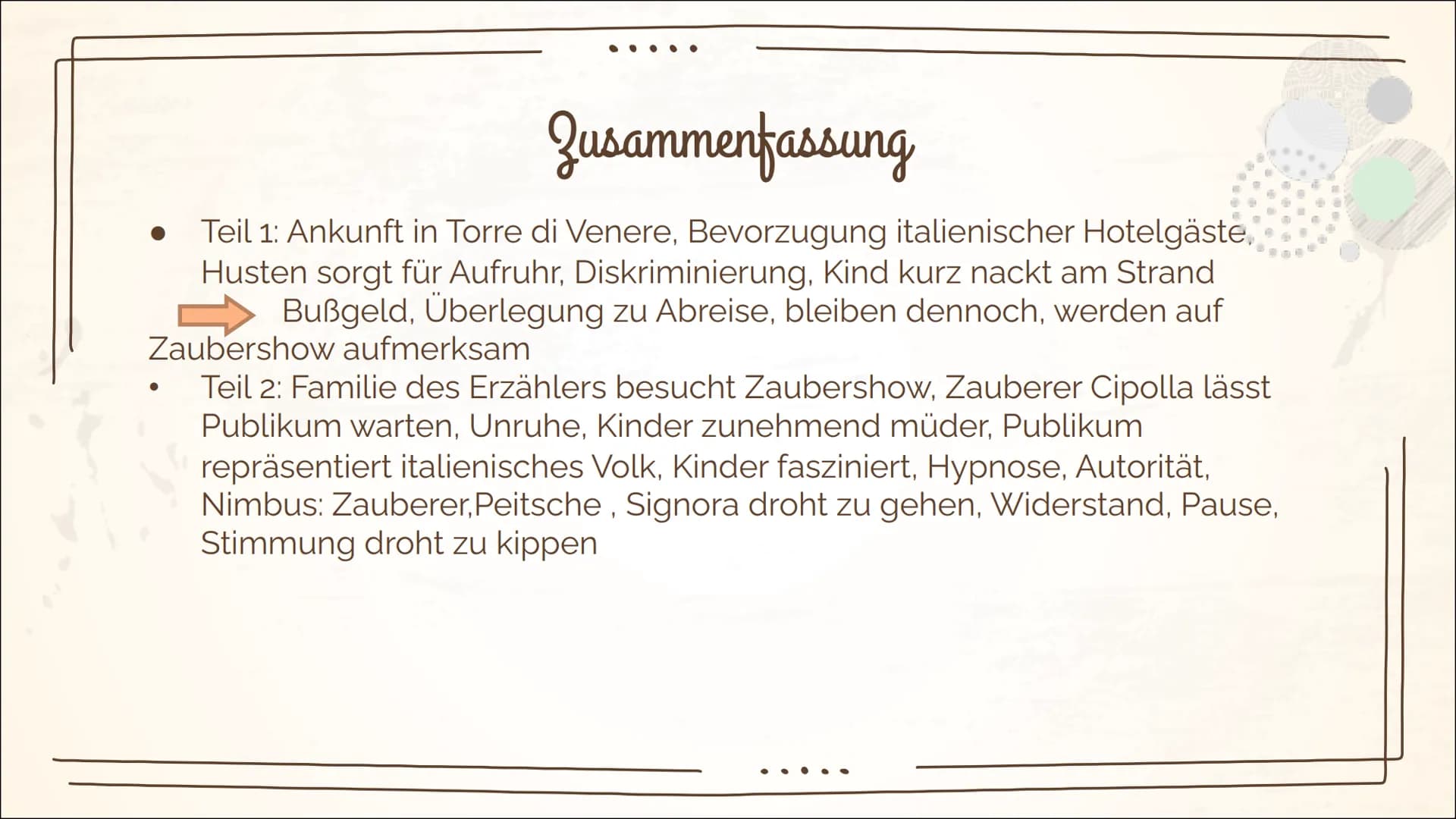 Mario und der Zauberer
-Thomas Mann
(Wiederholung) Inhaltsverzeichnis
Biografie Thomas Mann
Allgemeine Informationen
Historisches
➤ Faschism