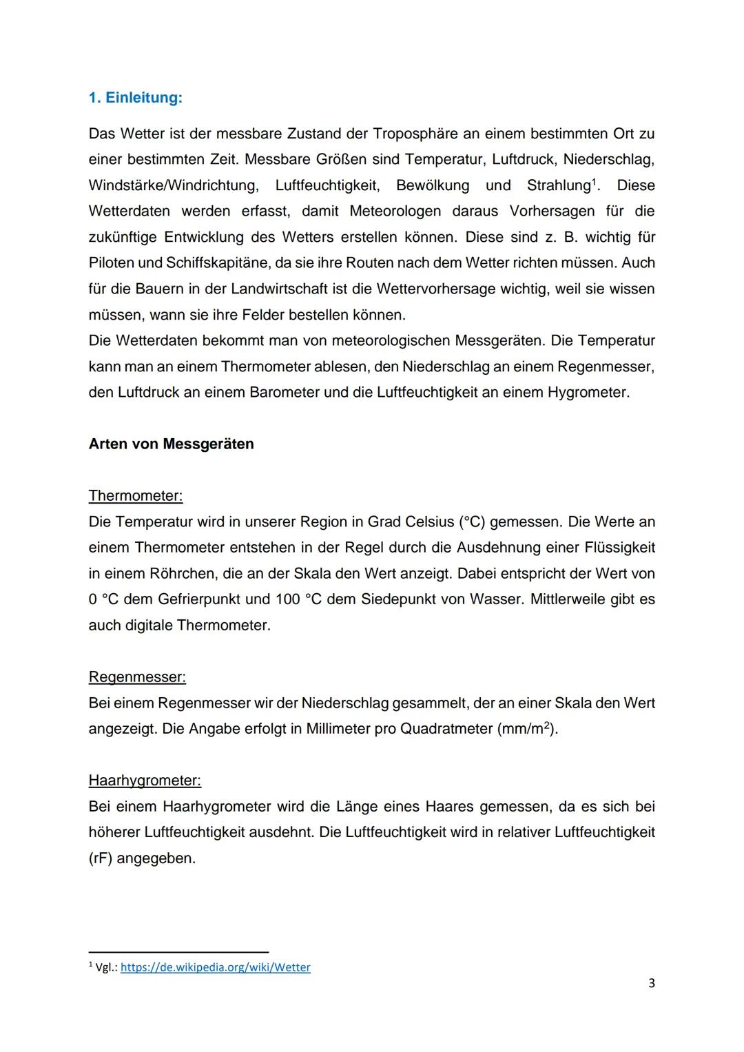 Name

Klasse

Bau eines meteorologischen Messgerätes Gliederung:

1. Einleitung

2. Physikalische Zusammenhänge

3. Materialliste

4. Bauabl