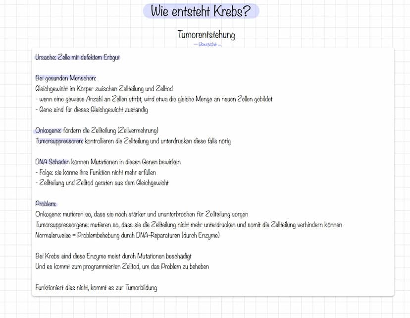 Was ist Krebs?
Wie entsteht Krebs?
- Unter Krebs versteht man die unkontrollierbare Vermehrung
von Körperzellen.
- Dabei wird gesundes Geweb