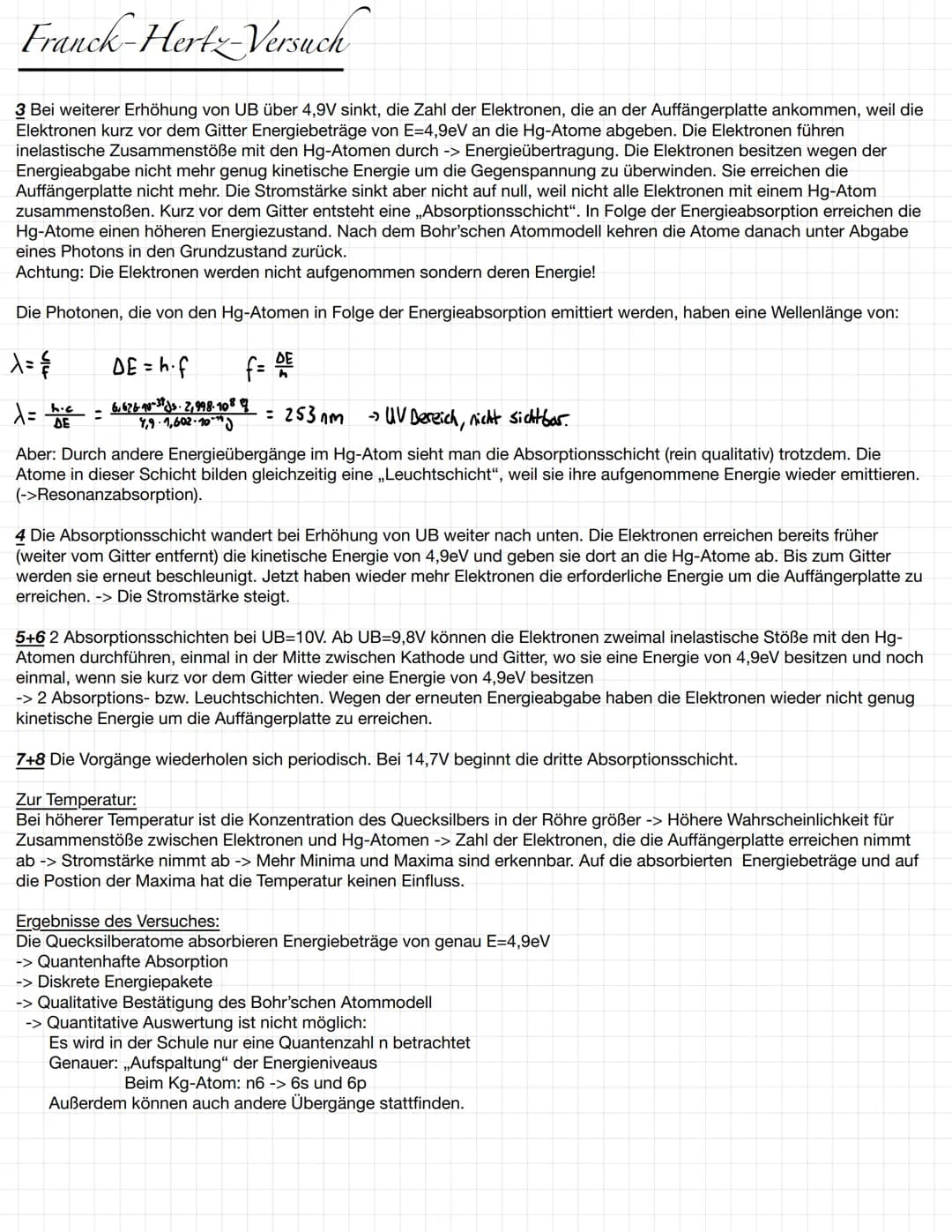 Franck-Hertz-Versuch
James Franck und Gustav Hertz 1914 (Nobelpreis 1925):
-> Messung der Energieaufnahme von Quecksilberatomen
-> Erster ex