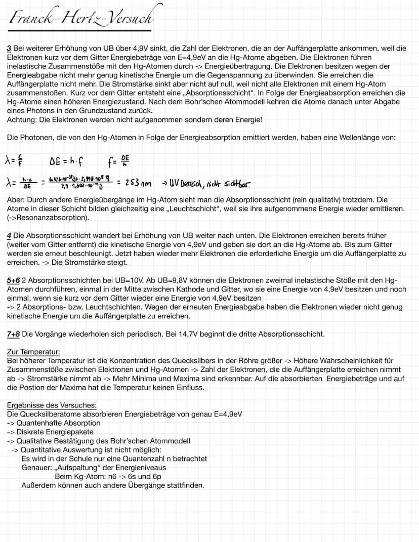 Franck-Hertz-Versuch
James Franck und Gustav Hertz 1914 (Nobelpreis 1925):
-> Messung der Energieaufnahme von Quecksilberatomen
-> Erster ex