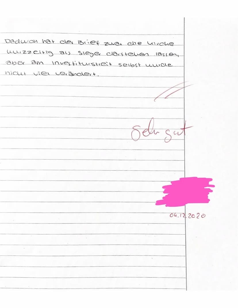 5
10
15
20
GE GK EF
I. Klausur
24.11.2020
Brief Heinrichs IV. an Papst Gregor VII. (Hildebrand)
Im 11. Jahrhundert war es zwischen dem Kaise