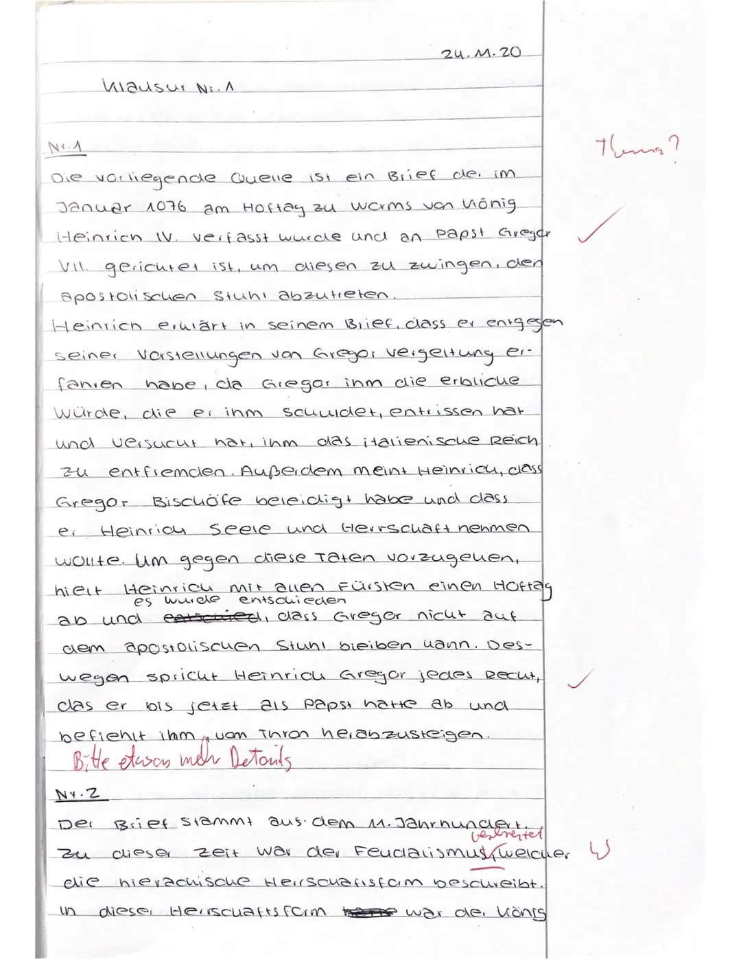 5
10
15
20
GE GK EF
I. Klausur
24.11.2020
Brief Heinrichs IV. an Papst Gregor VII. (Hildebrand)
Im 11. Jahrhundert war es zwischen dem Kaise