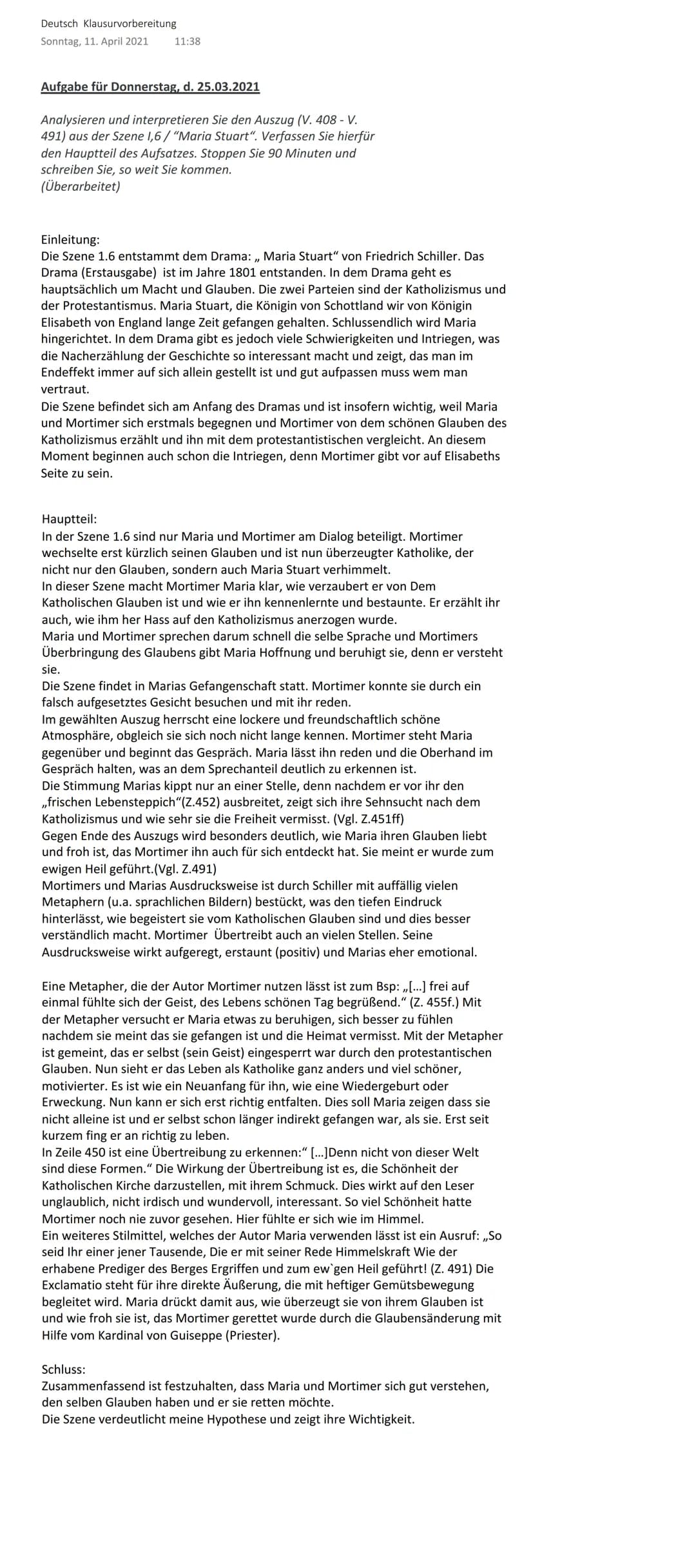 Deutsch Klausurvorbereitung
Sonntag, 11. April 2021 11:38
Aufgabe für Donnerstag, d. 25.03.2021
Analysieren und interpretieren Sie den Auszu