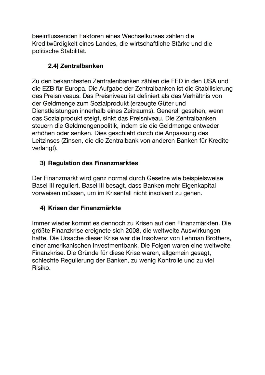 International Finanzmärkte
1) Definition
Unter internationalen Finanzmärkten versteht man ,,...die Gesamtheit
aller Transaktionen an ausländ