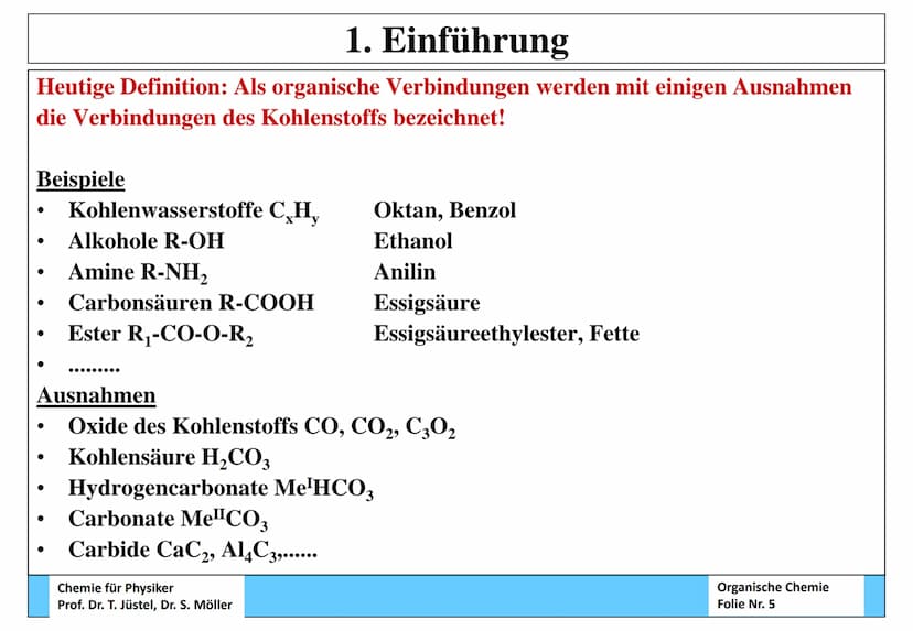 Chemie für Physiker - Teil: Organische Chemie
Inhalt
1. Einführung
2. Alkane
3. Ungesättigte Kohlenwasserstoffe (Alkene und Alkine)
4. Aroma
