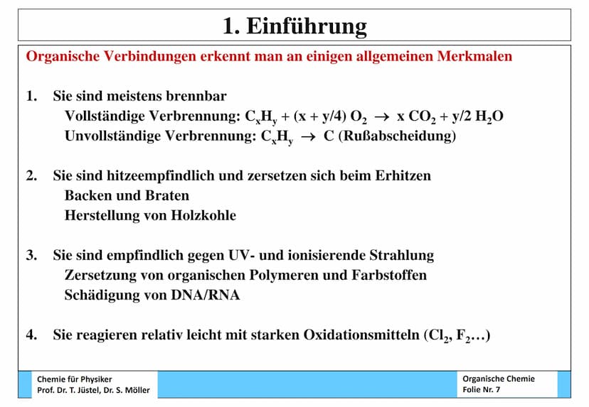 Chemie für Physiker - Teil: Organische Chemie
Inhalt
1. Einführung
2. Alkane
3. Ungesättigte Kohlenwasserstoffe (Alkene und Alkine)
4. Aroma