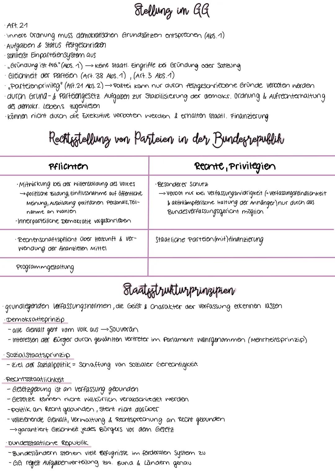 Parteien
· Zusammenschlüsse von Bürgern mit gemeinsamen polit. Interessen & Grund überzeugungen
↳ wirken an volksvertretung mit
·nehmen dave