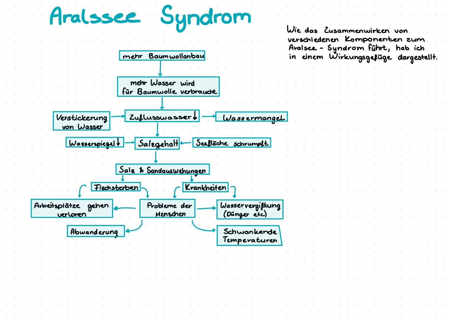 # ARALSEE - SYSTHEM

Syndromgruppe: Entwicklung
- Aralsee - Syndrom (= Umweltbeschädigung durch großtechnischen Wasserbauprojekte)

# URSACH