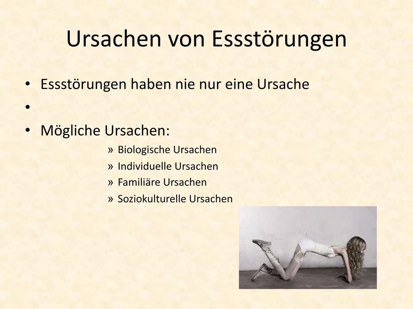 Magersucht
Eine Präsentation über die häufigste
Essstörung der Welt Inhalt
Essstörungen allgemein
Ursachen
Magersucht
Magersucht bei Kindern