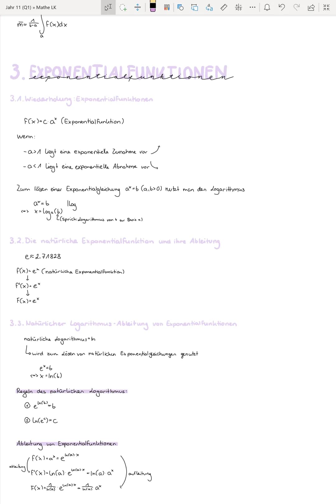 Jahr 11 (Q1) >> Mathe LK
Potenzregel:
f(x)=x"
F'(x)=x^-^
2. B. f(x)= x³
f'(x)=3x³-1
= 3x²
NEW
alysis
1. EIGENSCHAFTEN Ganzzationales Funktio