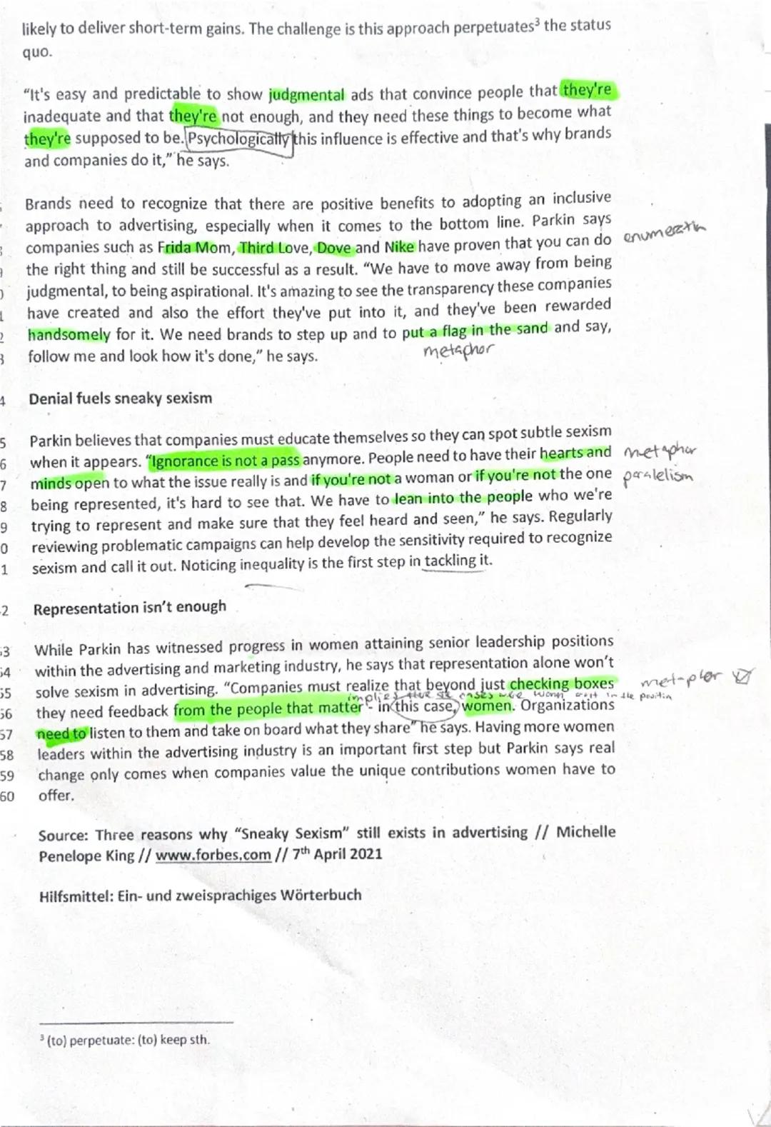 Klausurteil B: Lesen / Schreiben (integriert)
India
Gleich
Alliteration
Three Reasons Why 'Sneaky Sexism'
persunit: catim
Still Exists In Ad