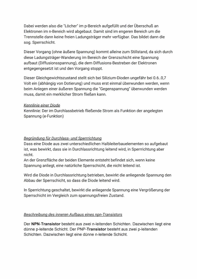 Dioden und Transistoren
Innerer Aufbau einer Diode
Eine Halbleiterdiode, kurz auch Diode genannt, ist ein elektronisches Bauelement,
das aus