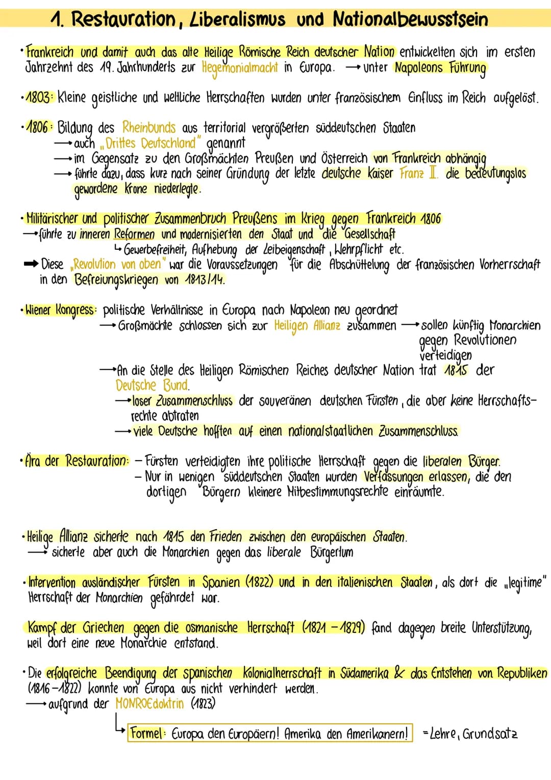 Geschichte
1. Studienvierteljahr
GesM 5
Vom Wiener Kongress
bis zur Gründung des
Deutschen Reiches 1. Restauration, Liberalismus und Nationa