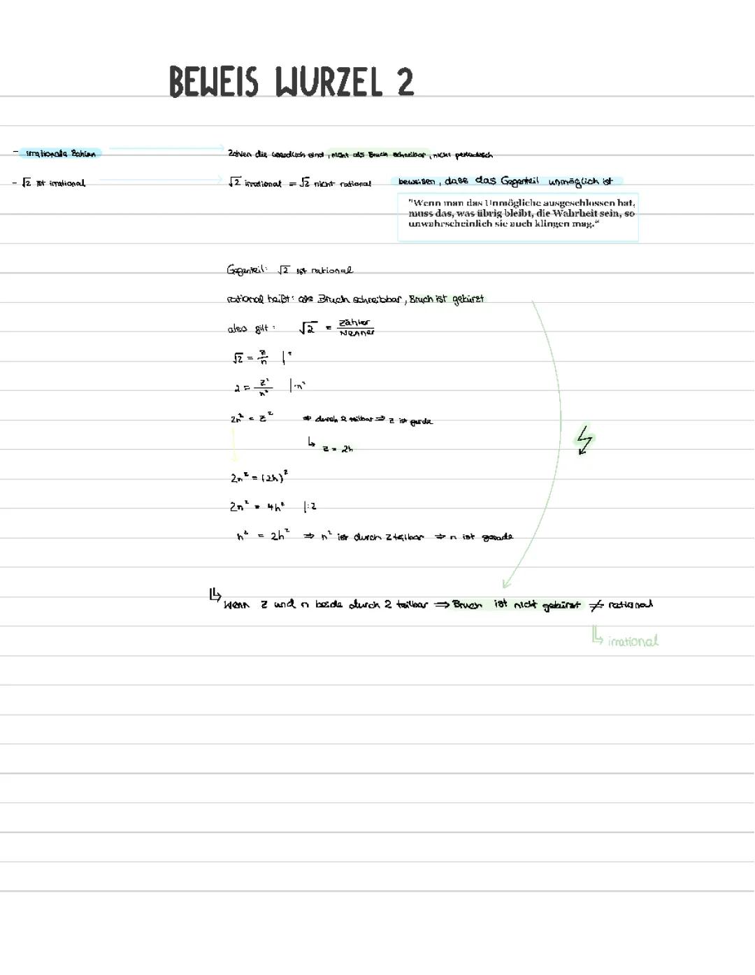 Beweis Wurzel 2