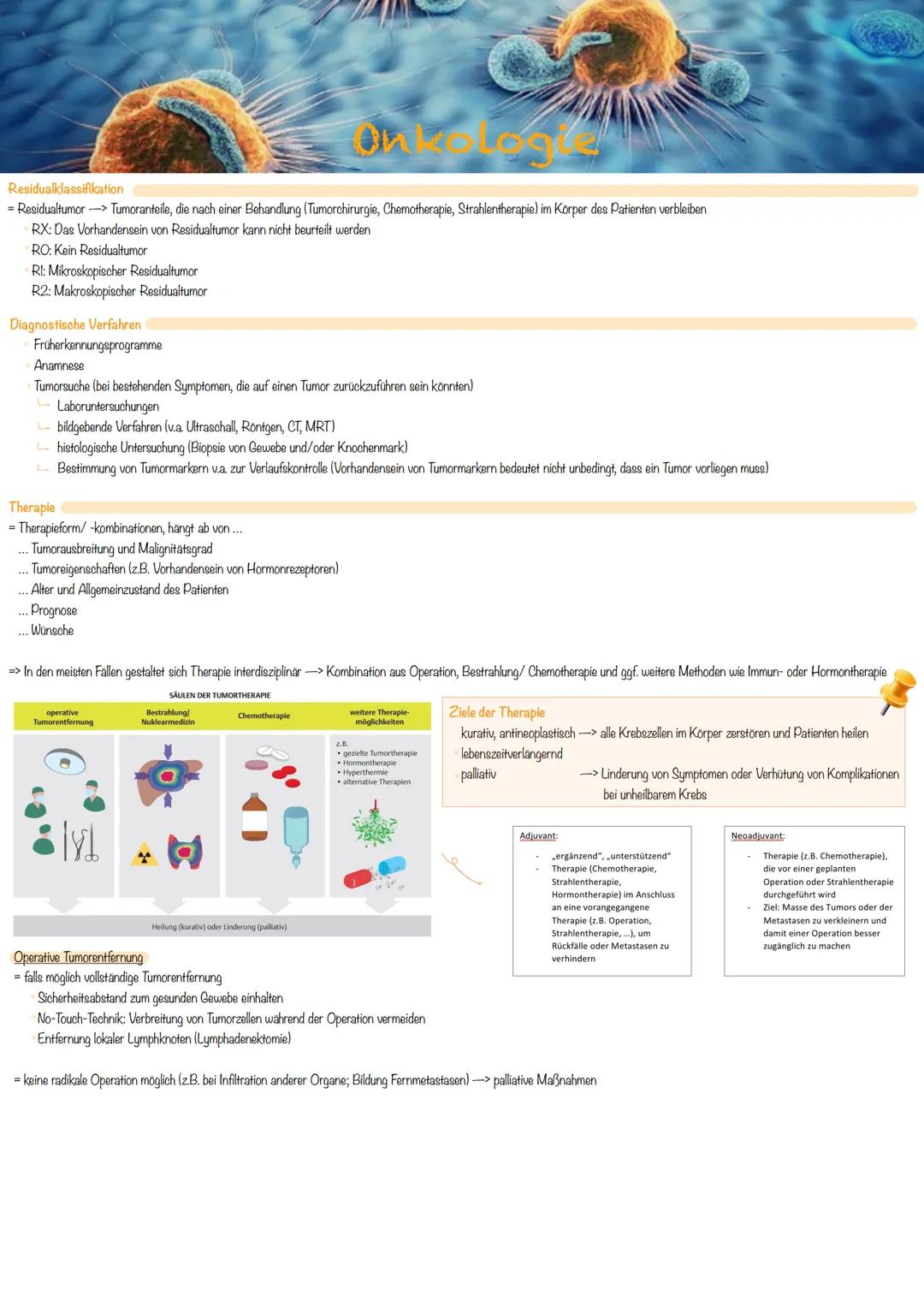# Onkologie

Definition von Onkologie
- Lehre der Entstehung, Diagnostik und Behandlung/Prophylaxen von bösartigen Tumorerkrankungen
- besch