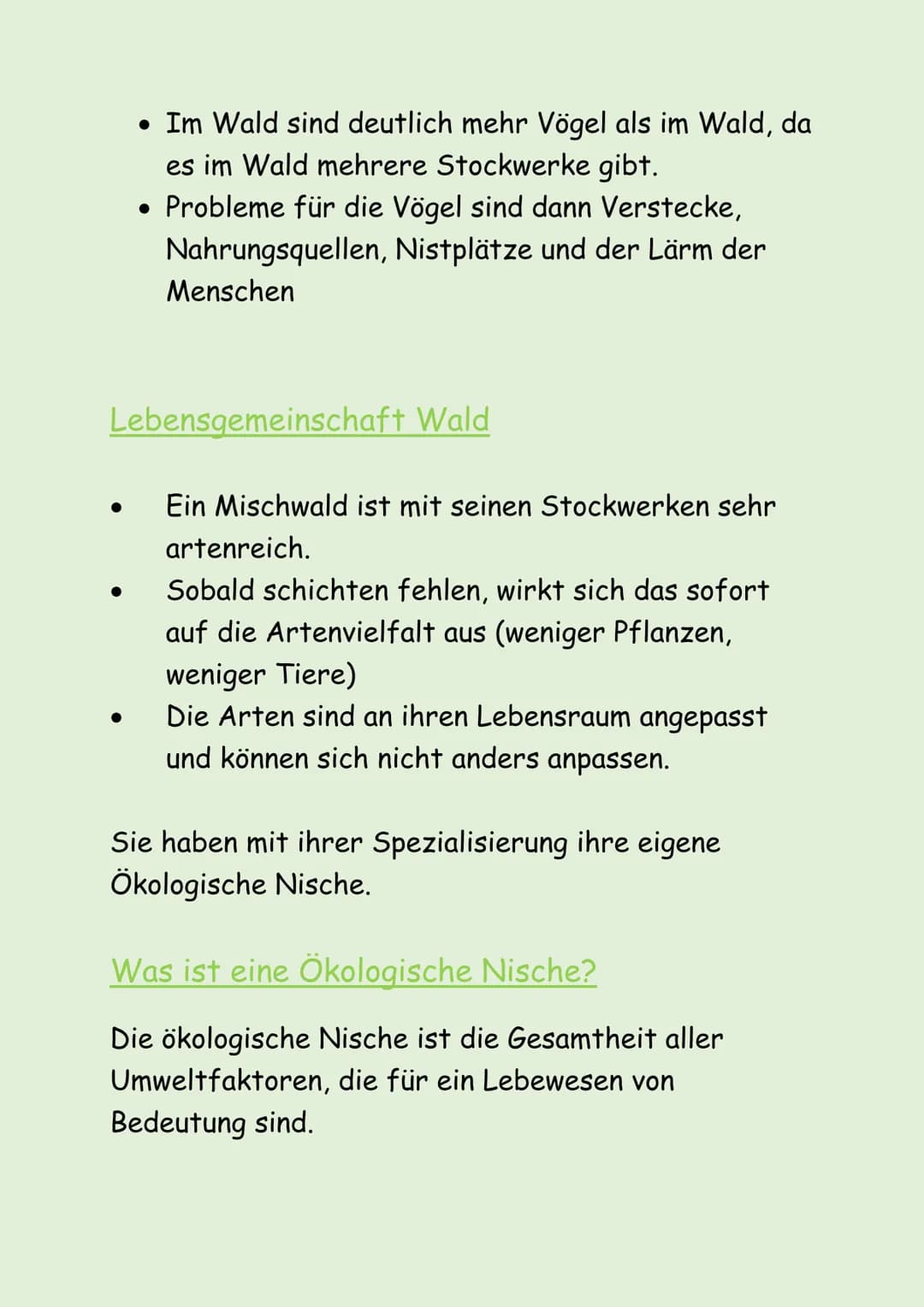 ÖKOSYSTEM WALD
Was ist ein Ökosystem?
• Unbelebte Natur = Biotop (z.B. Boden, Klima)
• Belebte Natur = Biozönose (z.B. Pflanzen, Tiere)
• Bi