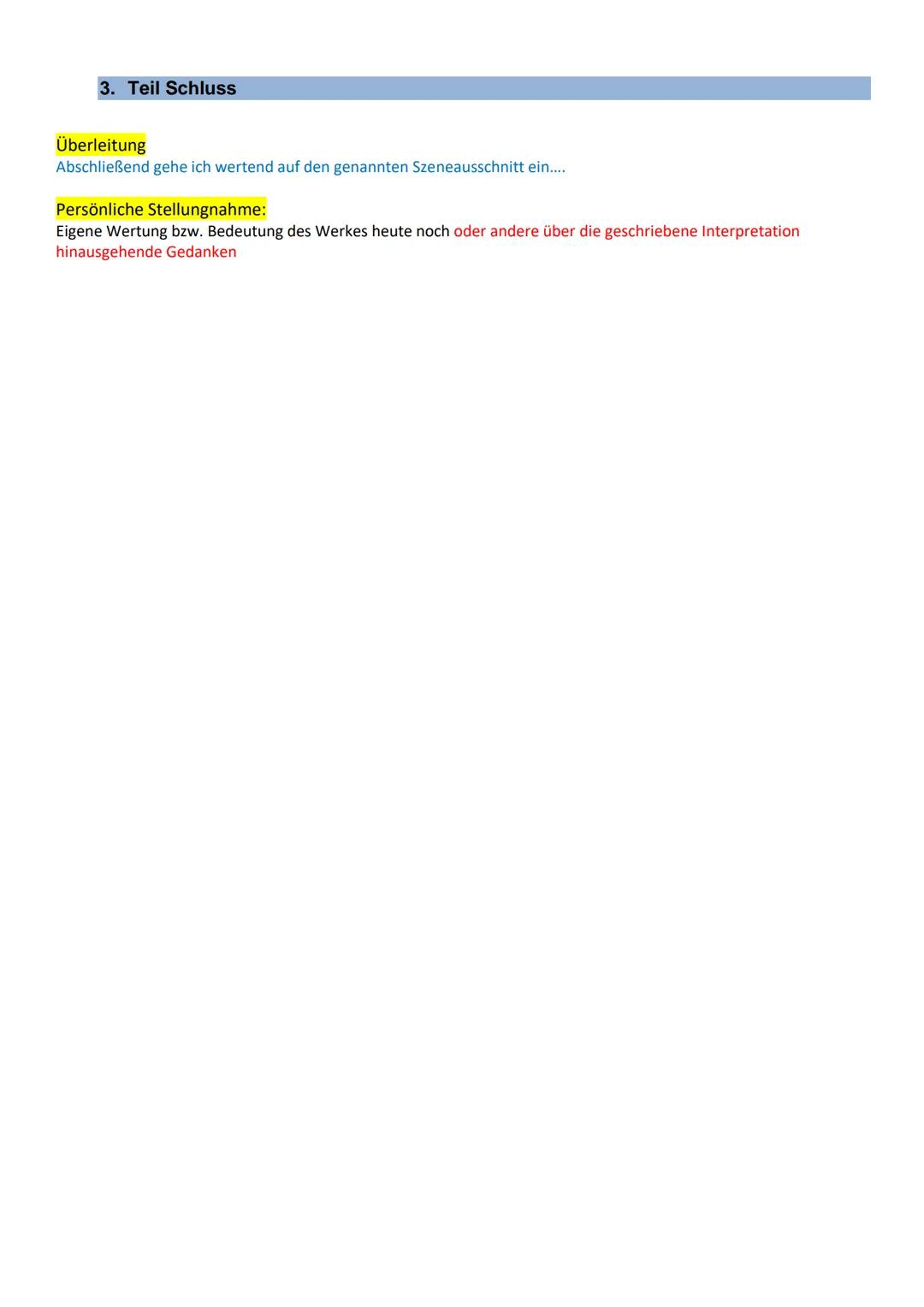 # Interpretation einer Dramenszene (+ Zitat)

1. Teil Einleitung

Hinführung: allgemeine Sätze, um in das Thema einzuführen

Allgemeine Anga