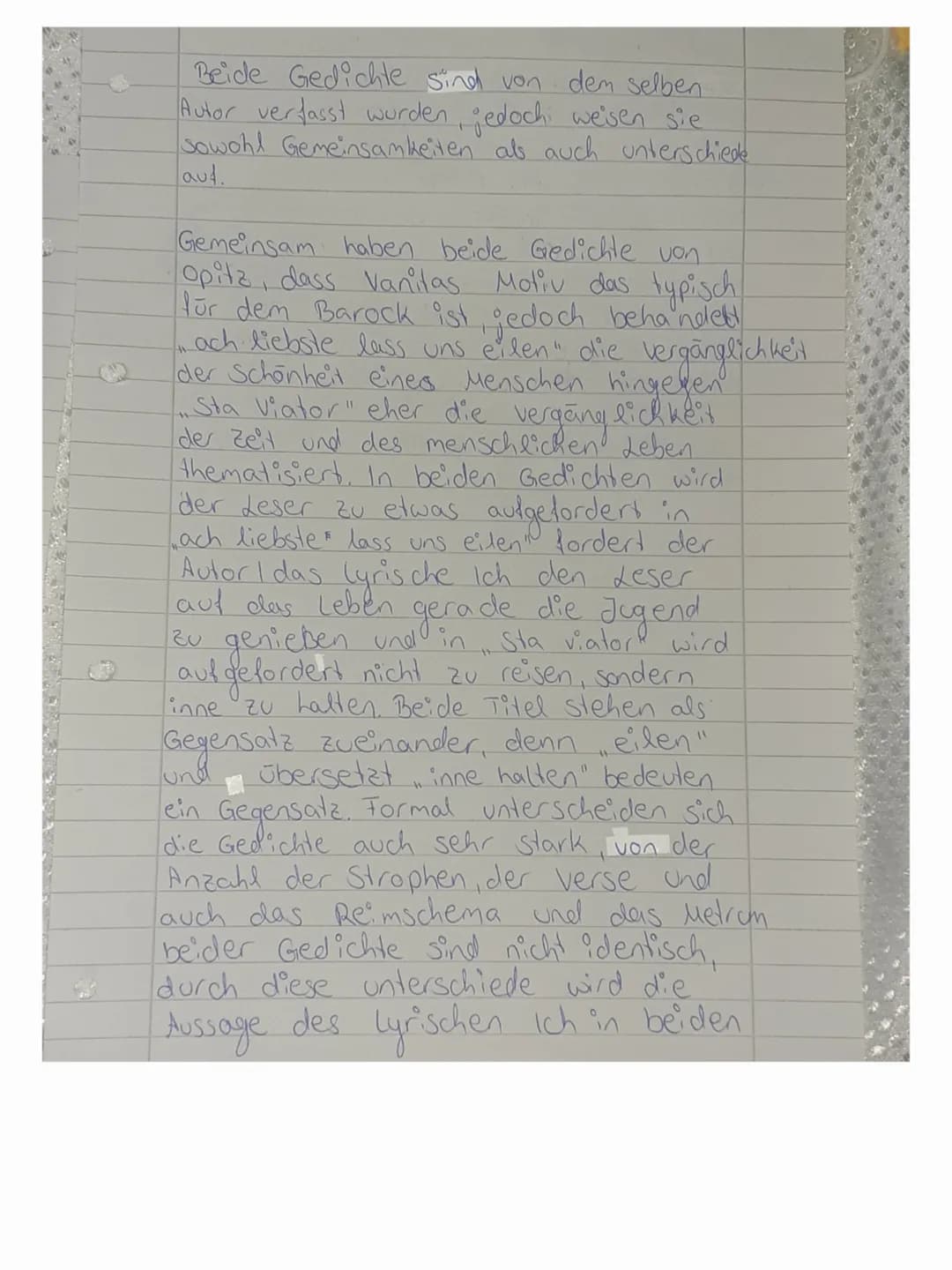 Aufgabe 3.
neben
..ach liebste lass uns eilen" hat
Martin Opitz auch,Sta viator!" veröffentlicht.
dass sich genau wie, ach liebste lass.
uns