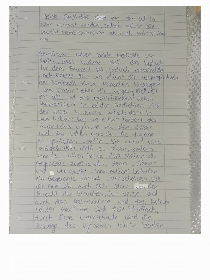 Aufgabe 3.
neben
..ach liebste lass uns eilen" hat
Martin Opitz auch,Sta viator!" veröffentlicht.
dass sich genau wie, ach liebste lass.
uns