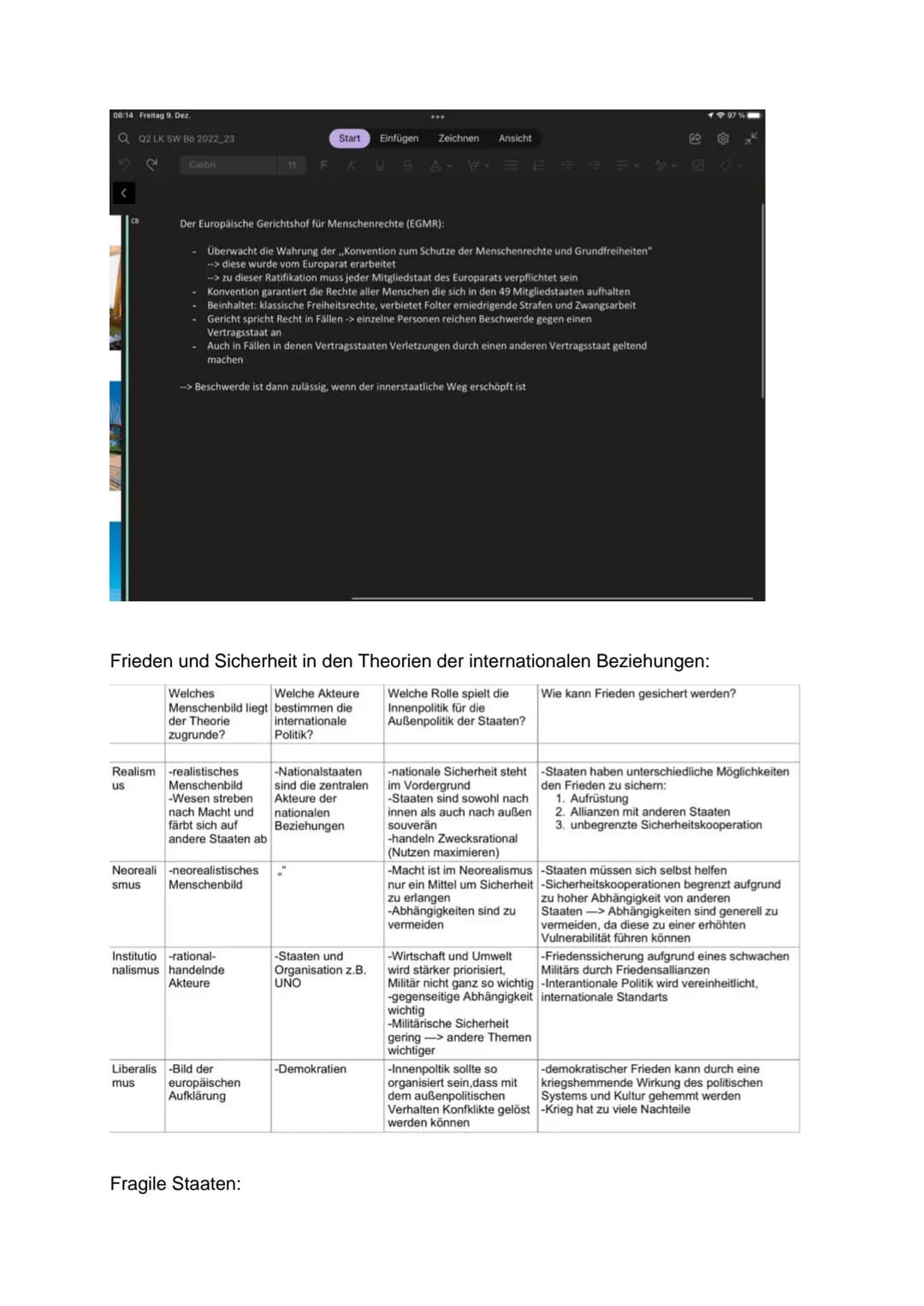 Inhaltsfeld 7: Globale Strukturen und Prozesse:
1. Internationale Friedens- und Sicherheitspolitik:
Sicherheitsbegriff:
Nicht nur Abwesenhei