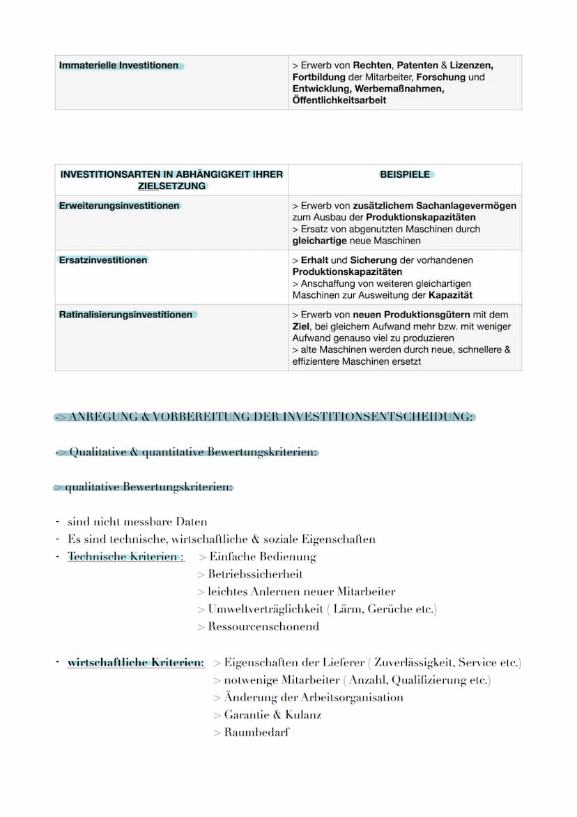INVESTITIONEN:
- Definition:
> Investitionen sind die Verwendung von Finanzmitteln zur Beschaffung betrieblichen
Vermögens
> Investitionen g