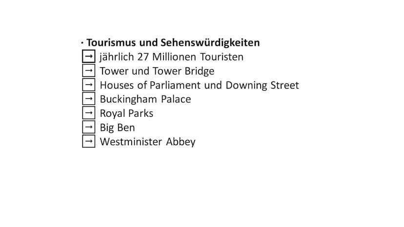 London - Weltstadt an der Themse • Global City (Weltstadt)
• an der Themse (Fluss)
• ca. 8 Mio. Einwohner
1/3 im Ausland geboren
Zuwanderer 