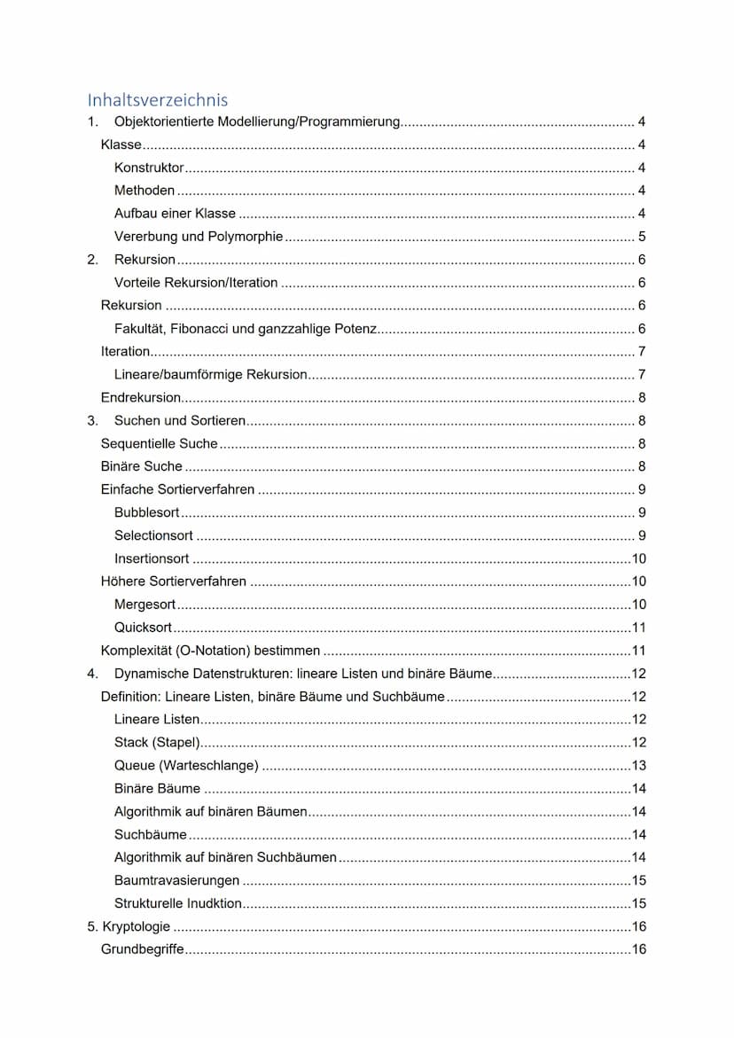 Informatik Zusammenfassung
Abitur
Mikail Bozburun Inhaltsverzeichnis
1. Objektorientierte Modellierung/Programmierung..
Klasse......
Konstru