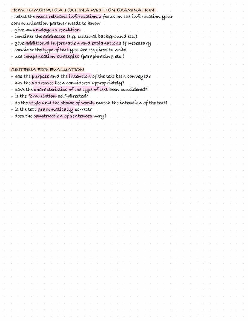 Englisch
Mediation
VORGEHENSWEISE
Einleitung:
- Titel, Textart, Autor, Erscheinungsdatum, verlag, Thema
unnötige bzw. persönliche Fragen ste