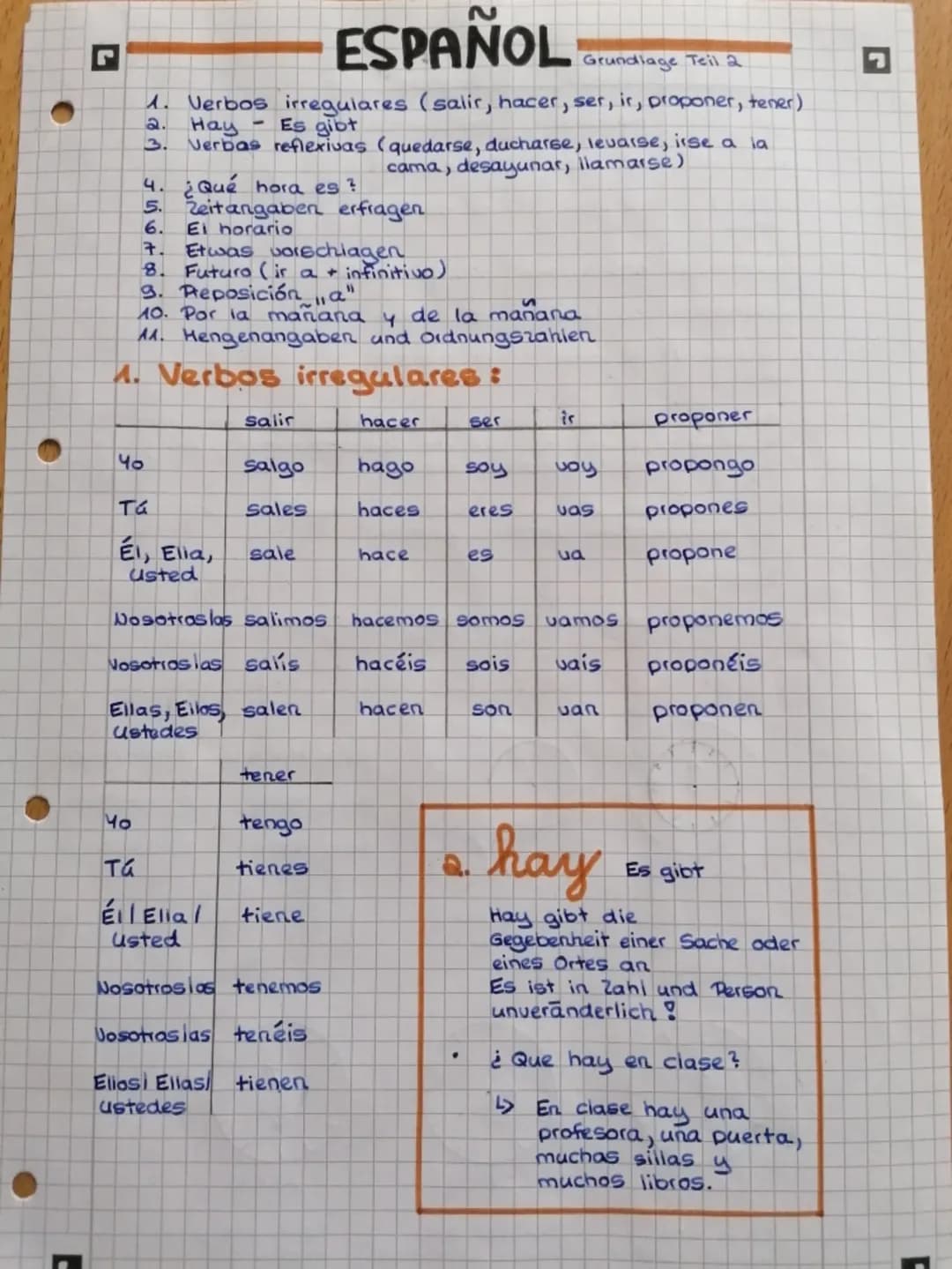 IG
ESPAÑOL
A. abecedario
a. Los númeras
3. Masculino/ Feminino + Plural/Singular
4. Begrüßungen und Verabschiedungen
5. Dach dem Befinden fr