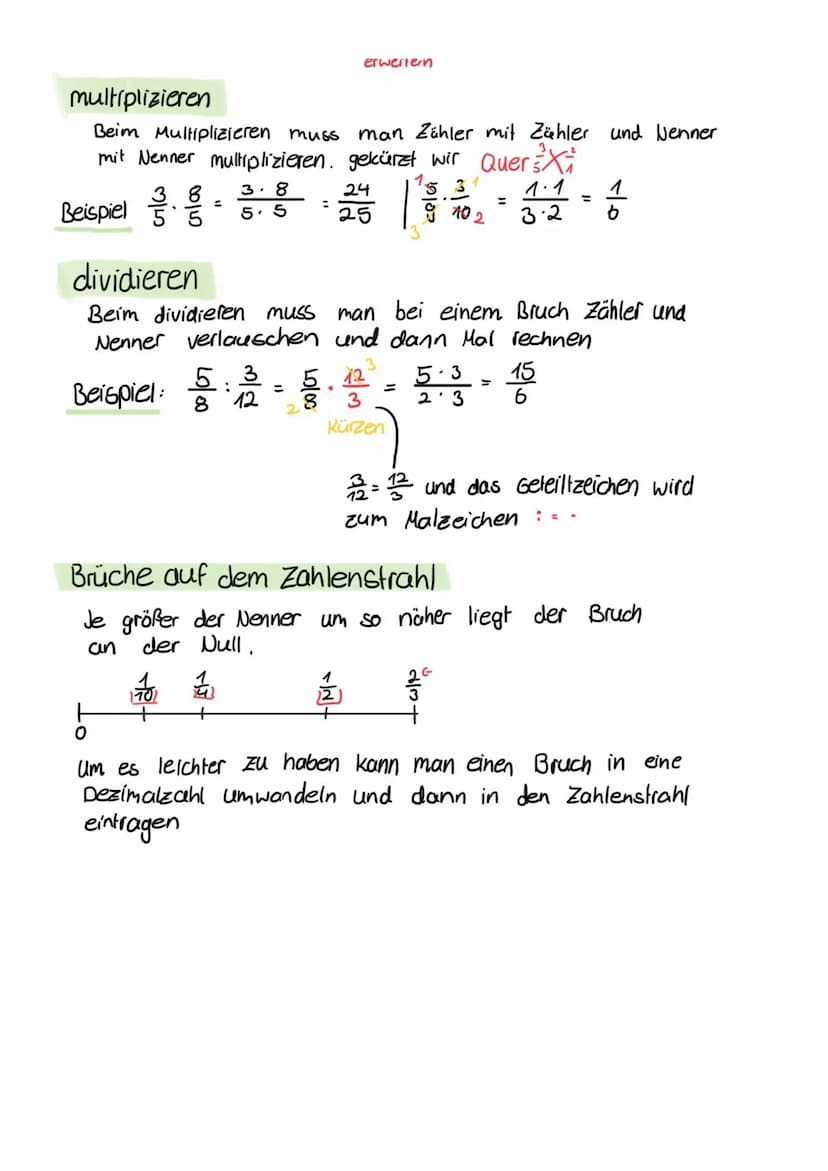 Brüche
Zähler
Bruchstrich
\!.(
Beispiel:
Nenner
erweitern und kürzen
erweilern: du erweiterst einen Bruch in dem du den Nenner und
den Zähle