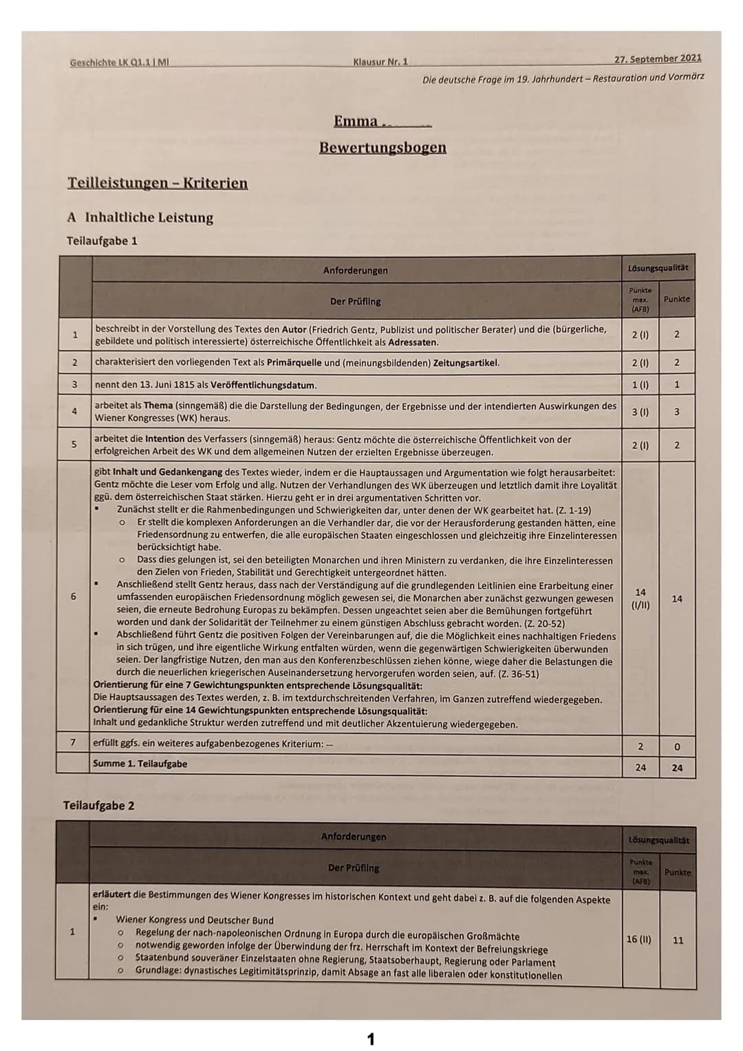 Geschichte LK Q1.1 | MI
Teilleistungen - Kriterien
A Inhaltliche Leistung
Teilaufgabe 1
1
2
3
4
5
7
1
Klausur Nr. 1
Der Prüfling
beschreibt 