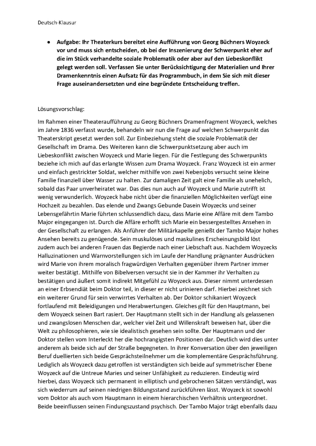 Woyzeck - materialgestütztes Schreiben