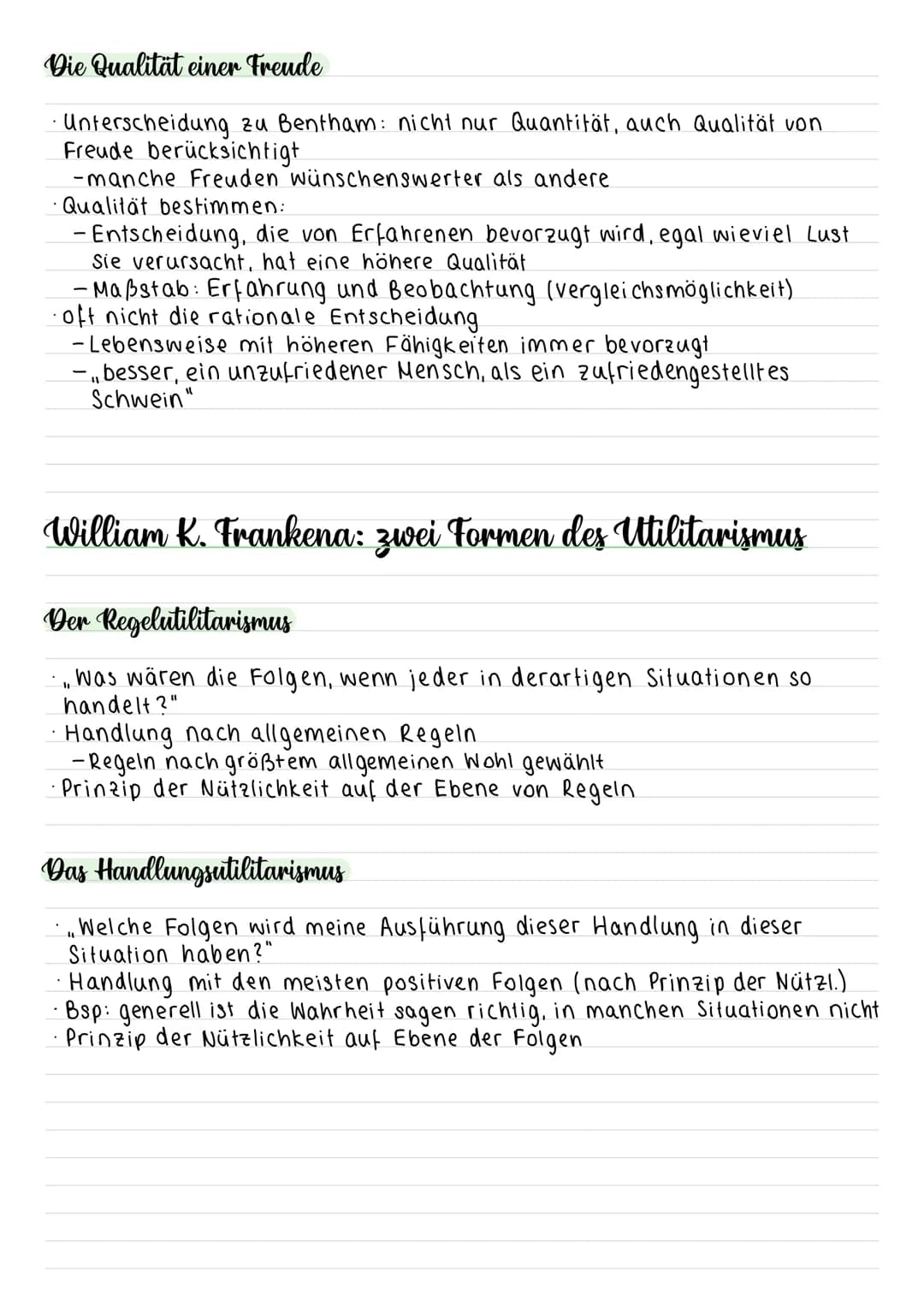 Utilitarismus
Jeremy Bentham: quantitativer Utilitarismus
Die vier Teilprinzipien des Utilitarismus
Konsequenzsystem
• Handlungen aufgrund i
