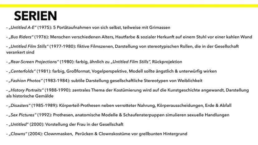 ,,DIE FRAU MIT DEN TAUSEND GESICHTERN"
CINDY SHERMAN BIOGRAFIE
- voller Name: Cynthia ,,Cindy" Morris Sherman
- geboren am 19. Januar 1954 i