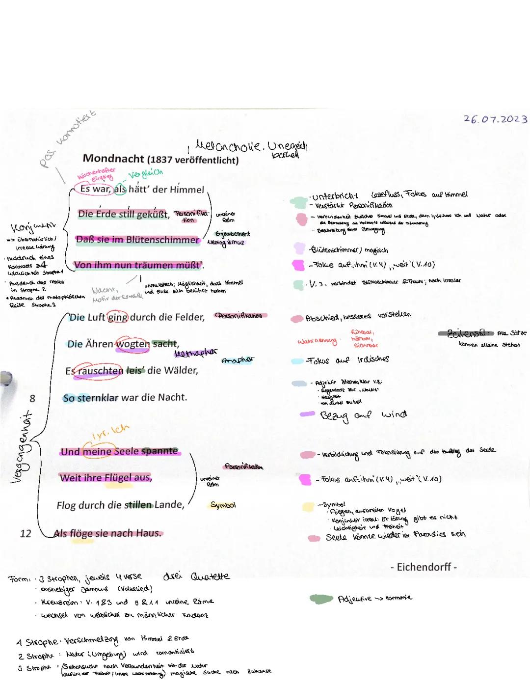 Mondnacht Von Joseph von Eichendorf  Analyse 