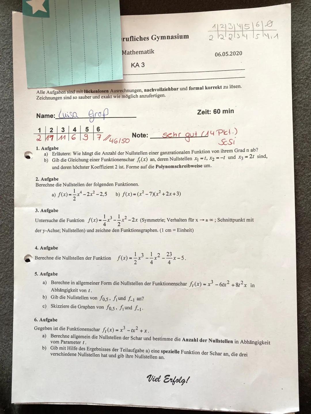 ganzrationale Funktionen, Kurvendiskussion 