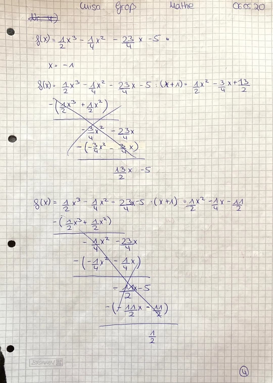rufliches Gymnasium
Mathematik
KA 3
Name: Luisa grop
1 2 3 4 5 6
2117 116 9 7/1/46150
Alle Aufgaben sind mit lückenlosen Ausrechnungen, nach