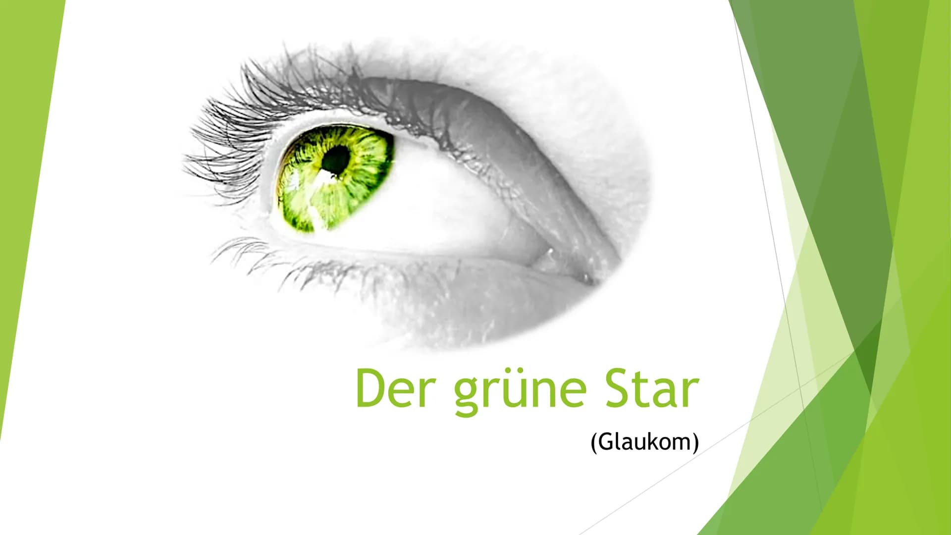 Der grüne Star
(Glaukom) Gliederung
1. Was ist ein Glaukom
2. Symptome
3. Arten von Glaukomen
4. Entstehung
5. Behandlung
6. Quellen
Geschäd