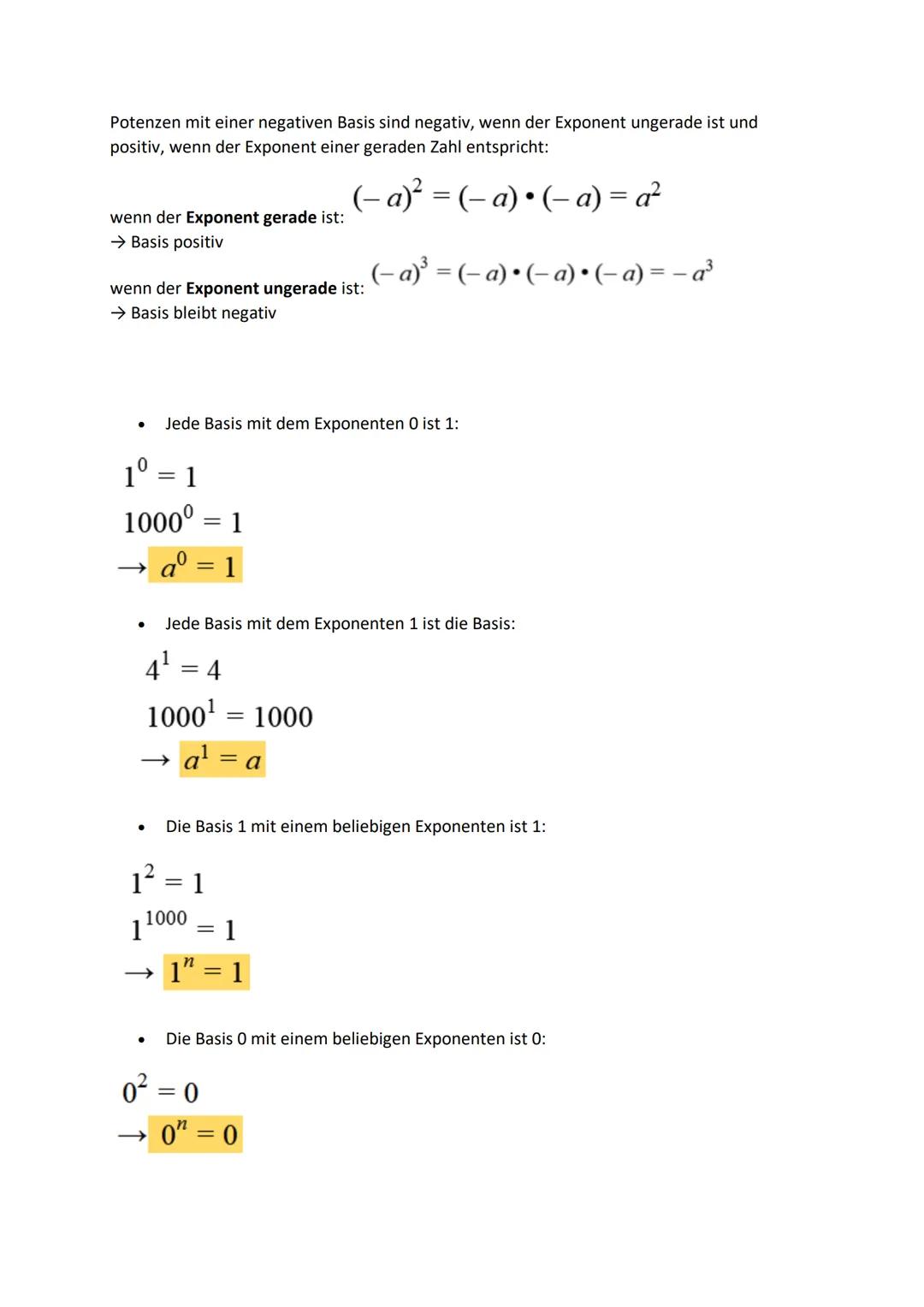 Exponent
34-81
Basis Potenzwert
Potenzen
Addition/Subtraktion: Exponent und Basis gleich, können die Potenzen +/- werden:
2² +2²= 2 * 2²
3a²