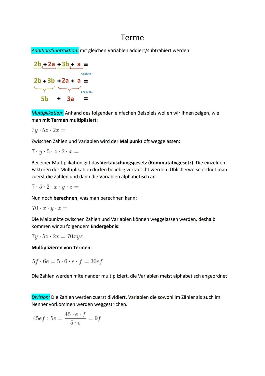 Exponent
34-81
Basis Potenzwert
Potenzen
Addition/Subtraktion: Exponent und Basis gleich, können die Potenzen +/- werden:
2² +2²= 2 * 2²
3a²